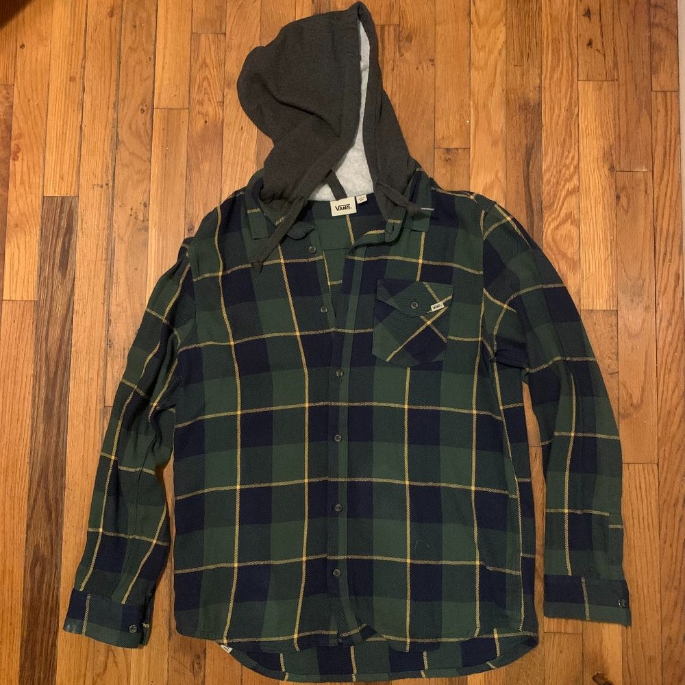 Vans green flannel with hood